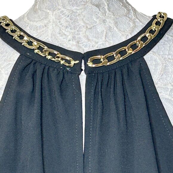 Calvin Klein Sleeveless Gold Neck Chain Halter Cocktail A-Line Dress Women's 6 - Picture 7 of 8